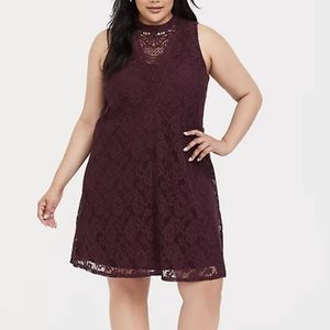 Torrid Lace Trapeze Dress in Burgandy